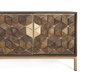 GINER Y COLOMER - Meuble TV 4 portes en bois de manguier avec structure métal, finition noyer et doré, 190x50x40 cm